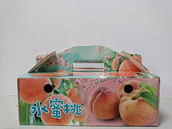 水果禮盒設計、農果外箱、手提水蜜桃ㄧ片式